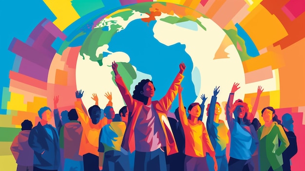 people holding hands around world People holding hands around the world. 3d illustration stock people holding hands around world People holding hands around the world. 3d illustration stock