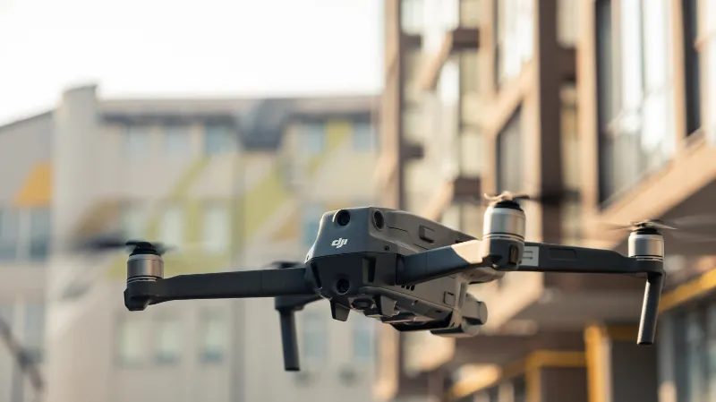 Drone flying above a landscape