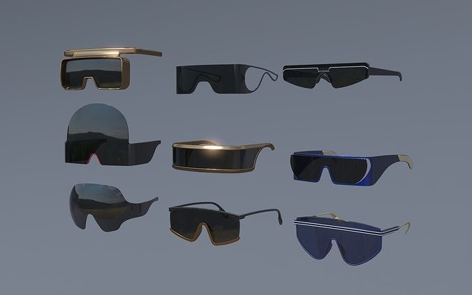 sci-fi glasses 3d model Fashion sci fi glasses pack x9 3d model collection
