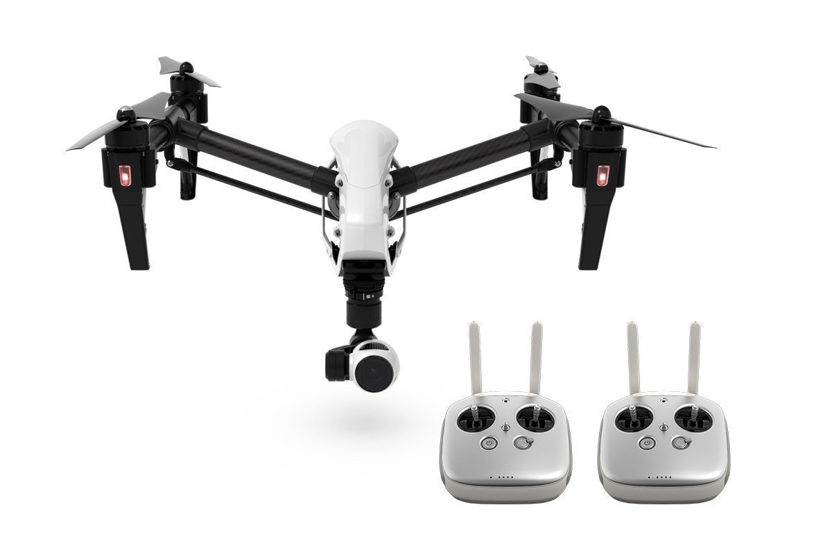 A DJI Inspire 1 drone soaring in the sky, showcasing its sleek design.