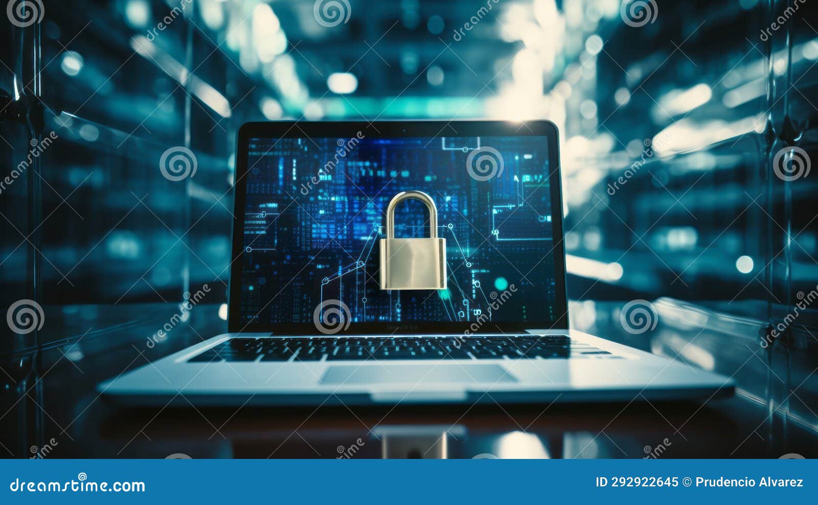 Laptop with Lock on the Screen Stock Illustration - Illustration of