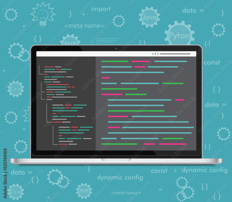 web design laptop coding Premium vector