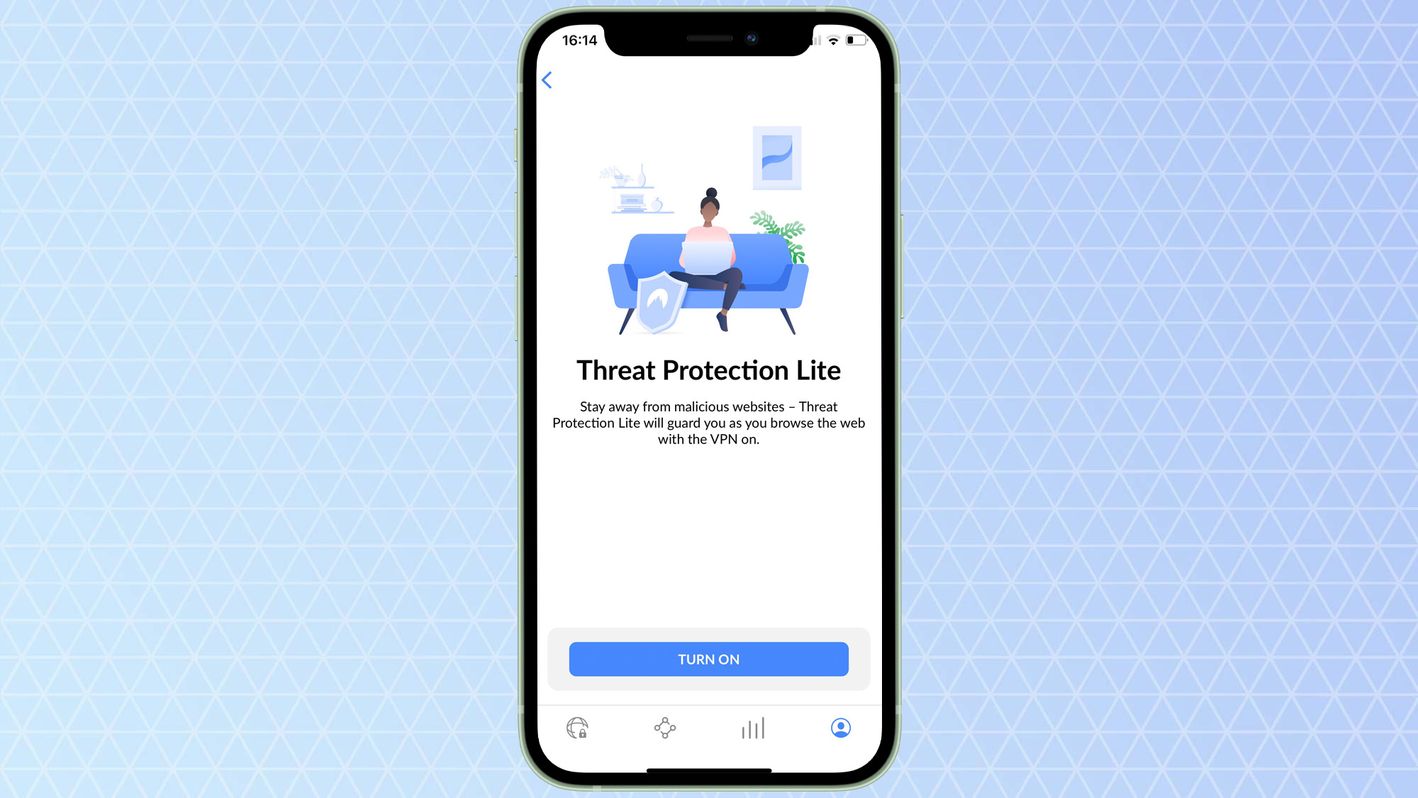 A stylized image representing VPN security on an iPhone, possibly showing a phone protected by a shield or lock icon.