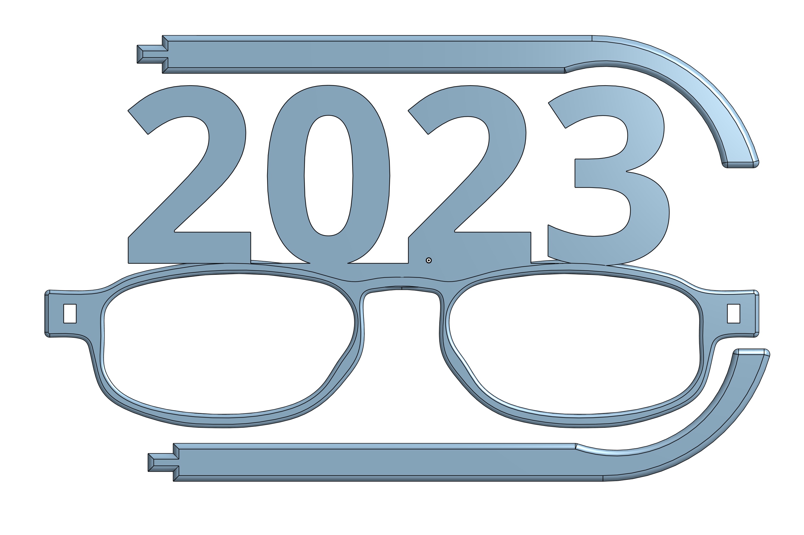 New Years Glasses: 2023 by David S | Download free STL model