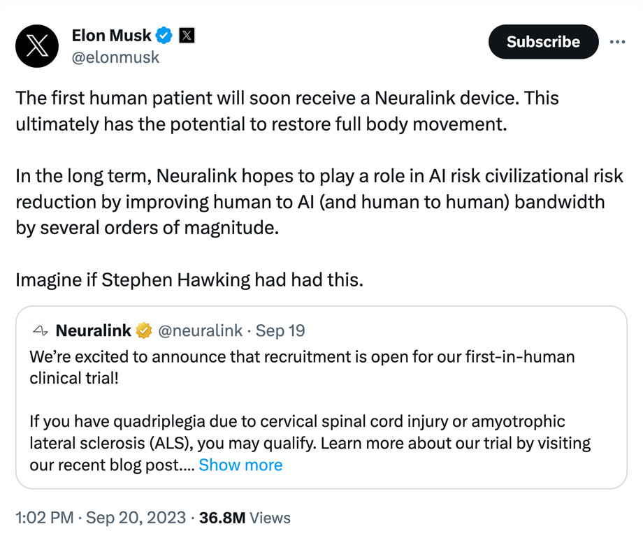 Elon Musk’s Neuralink implants a brain chip in its first human — at