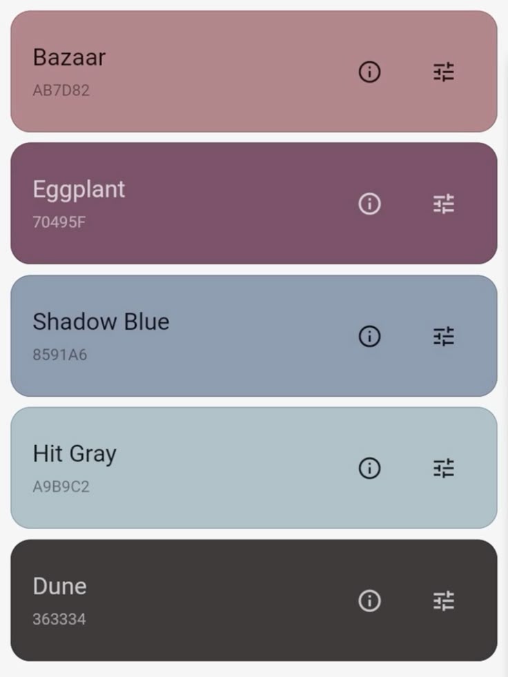 A beautiful color palette inspired by the hues of dusk.