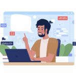 coding laptop animated images Kid laptop coding icon, cartoon style stock vector