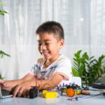 laptop for kids coding Coding for kids on a laptop computer stock photo