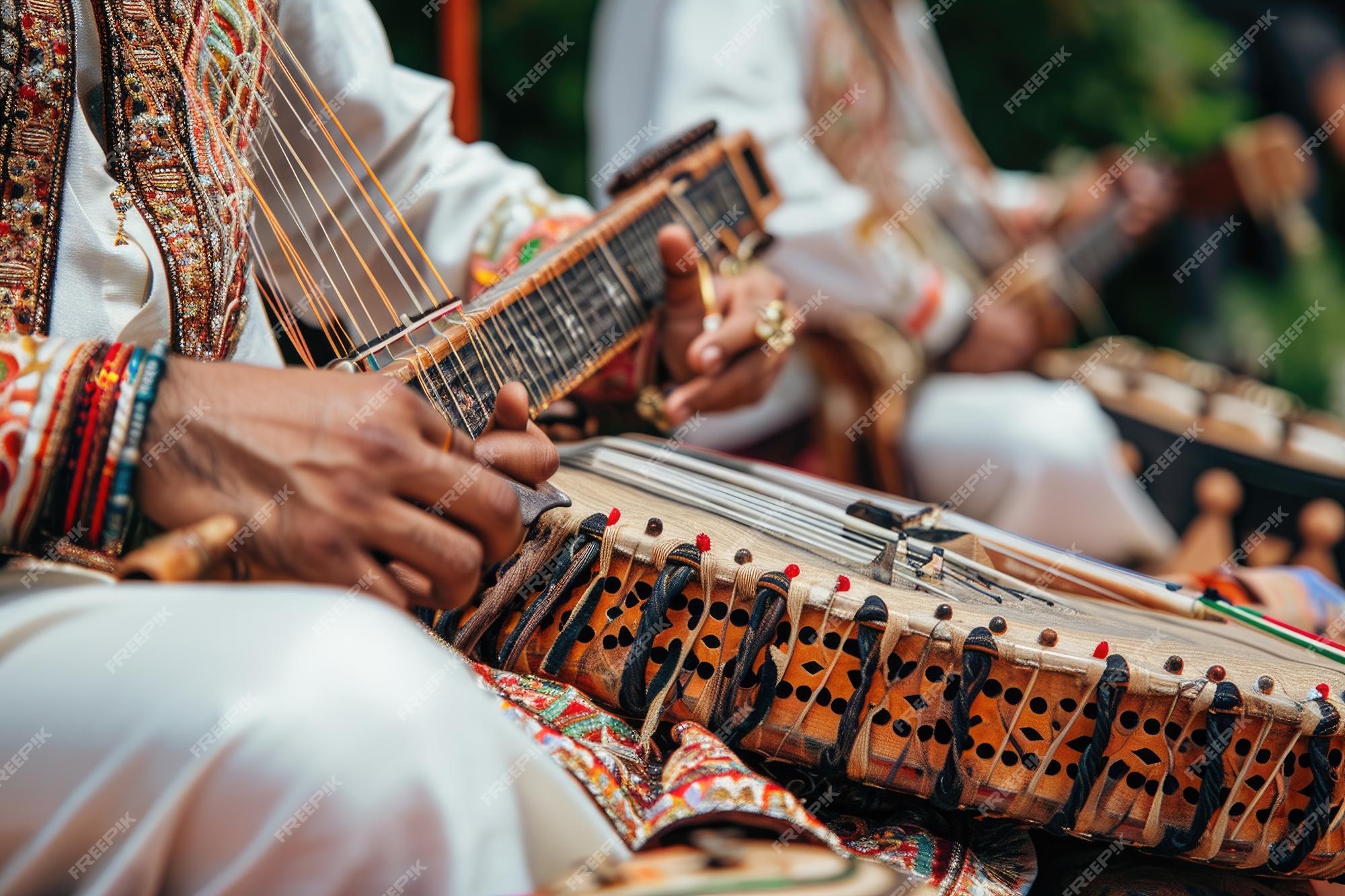 Premium Photo | A Group of People Playing Musical Instruments on a