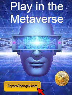 A person wearing VR glasses, fully immersed in the Metaverse, surrounded by fantastical landscapes and futuristic technology.