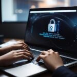 laptop lock screen typing Premium ai image