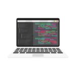 illustrasi laptop coding Coding development concept inside isometric laptop vector illustration