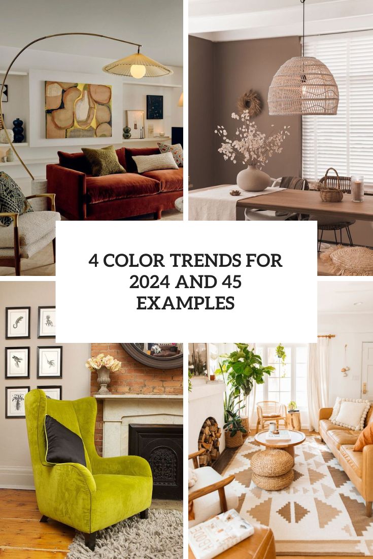 Four distinct color trends are displayed, each offering a unique aesthetic for home interiors.