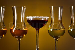alcoholic drinks glasses black background Alcoholic drinks stock image
