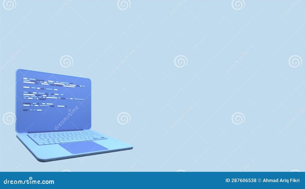 image of laptop with coding code screen 3d laptop and program code development. web coding concept. laptop with image of laptop with coding code screen 3d laptop and program code development. web coding concept. laptop with