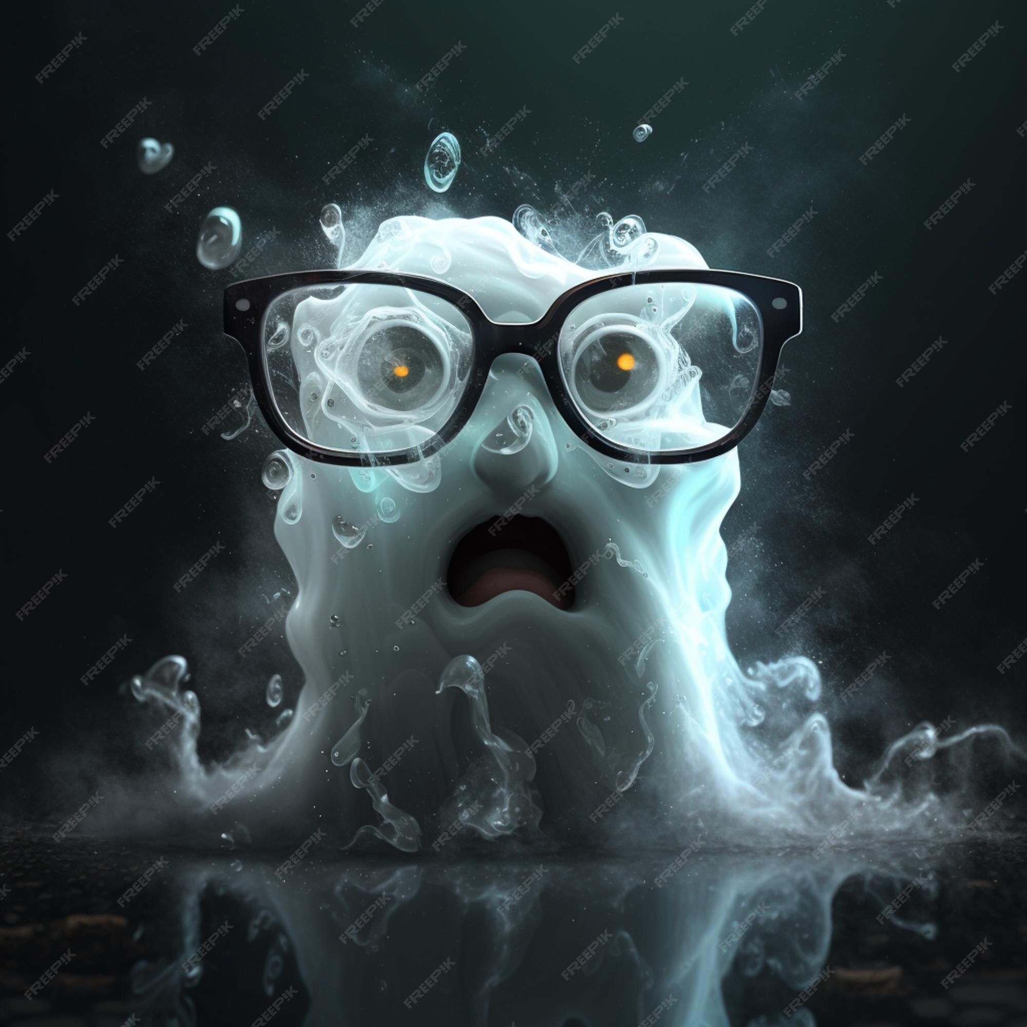 Premium AI Image | A face with glasses and a black background that says