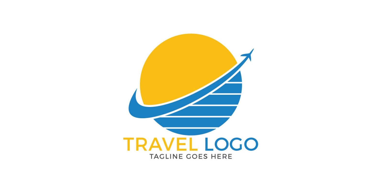 Travel Company Logo Design showcasing a stylized airplane soaring through a globe with a vibrant color scheme.