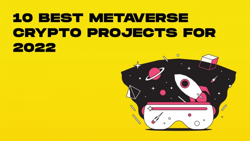 An artistic rendering of metaverse projects in crypto for 2024, featuring futuristic cityscapes and blockchain technology.