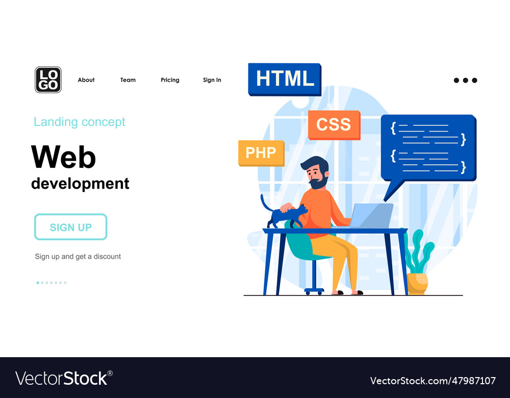 Web development concept programmer coding code Vector Image