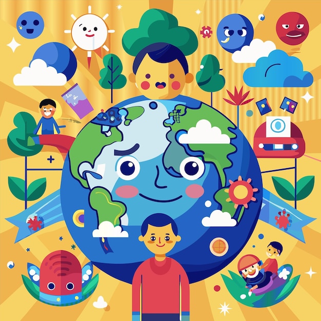 Premium Vector | A world with many different people around it